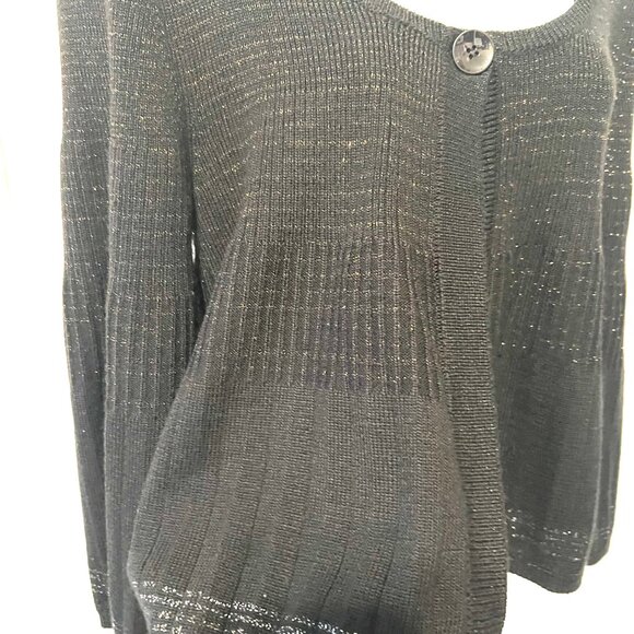 Nine West Bolero Bell Sleeves Crop Jacket/Cardigan Sweater-Black/Copper-Large - Picture 10 of 16